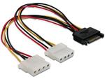 Power Adapter SATA 15-pin samec na 2x Molex 4-pin samice, 20cm