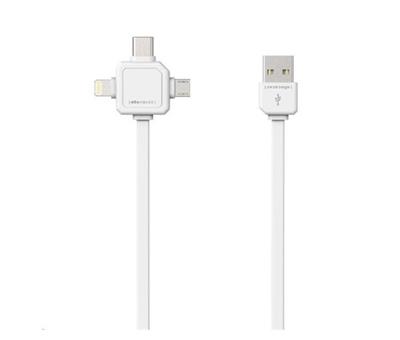 PowerCube USB multi-vidlice USB-A to MicroUSB, Apple Lithning, USB-C),1.5m,bílý