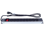 PremiumCord 19" PDU, 1U, 9xIEC (C13), 2m kabel Euro,vypínač