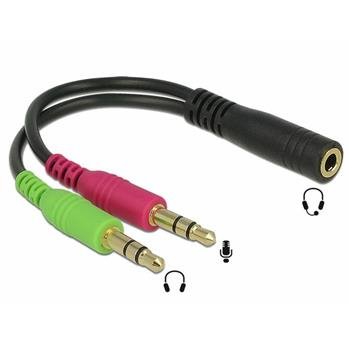 PremiumCord Adaptér Jack 3.5mm 1x4pin/F na 2x3pin/M,30cm