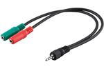 PremiumCord Adaptér Jack 3.5mm 1x4pin/M na 2x3pin/F),30cm