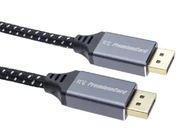 PremiumCord DisplayPort 1.4 přípojný kabel, kovové a zlacené konektory, 1,5m