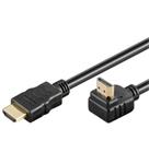 PremiumCord HDMI High Speed+Ethernet kabel, zlacený zahnutý konektor 90° 2m