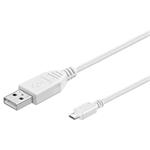 PremiumCord Kabel micro USB 2.0, A-B 1m, bílá