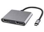 PremiumCord MST adaptér USB-C na 2x HDMI, USB3.0, PD, rozlišení 4K a FULL HD 1080p