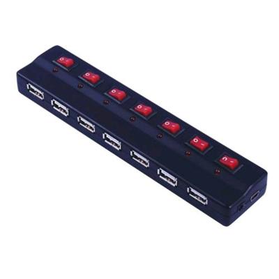 PremiumCord USB 2.0 HUB 7-portový s ext. napájením a vypínači portů