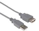 PremiumCord USB 2.0 kabel prodlužovací, A-A, 20cm, šedá