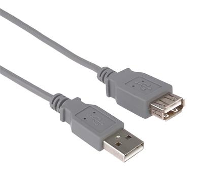 PremiumCord USB 2.0 kabel prodlužovací, A-A, 5m, šedá