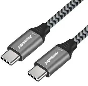 PremiumCord USB-C kabel ( USB 3.2 GEN 2, 3A, 60W, 20Gbit/s ) bavlněný oplet, 2m