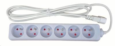 Prodlužovací kabel do UPS,6x230V/10A,ČSN,koncovka IEC320 C14,6 zásuvek,2m