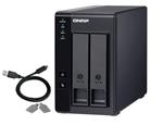 QNAP 2-bay 3.5" SATA HDD USB 3.1 Gen2 10Gbps type-C hardware RAID external enclosure. USB-C to USB-A cable included. Ex