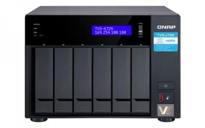 QNAP 6-Bay NAS, Intel® Core™ i3-8100T 4-core 3.1 GHz Processor, 4GB DDR4 RAM (max 32GB RAM), 6x 2.5"/3.5" SATA HDD/SSD