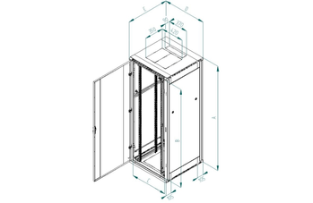 RACK 19'' rozvaděč stojanový rozebiratelný 42U/800x900 skleněné dveře