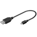 Redukce PremiumCord USB A(F) - microUSB (M) OTG, 0,2m, černý