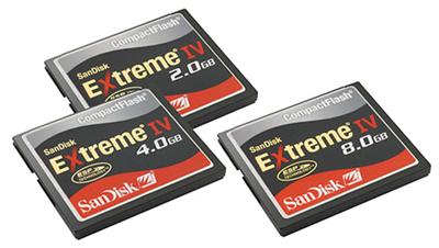 SanDisk CompactFlash Extreme IV 2GB, rychlost zápis/čtení 266x (150kB/s=1x)