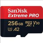 SanDisk Extreme PRO microSDXC 256GB - 170MB/s R/90MB/s W, A2 C10 V30 UHS-I, Adapter 