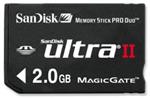 SanDisk Memory Stick PRO DUO Ultra II Mobile 4 GB, rychlost zápis/čtení 60x/66x