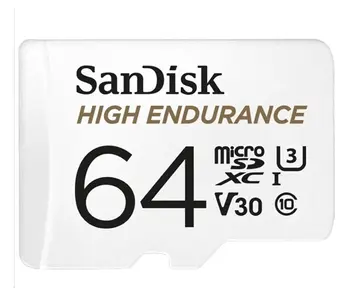 SanDisk MIcroSDXC karta 64GB High Endurance (R:100/W:40 MB/s, Class 10, U3 V30) + adaptér