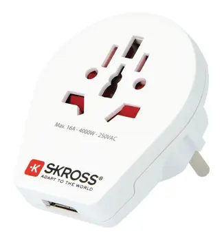 Skross SKR1500260 - Cestovní adaptér Svět-na-Evropa USB Zemněný