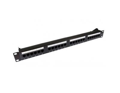 Solarix 19" Patch panel Solarix 24xRJ45 CAT6 STP s vyvaz.lištou černý 0,5U