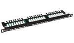 Solarix patch panel 24xRJ45 CAT5E UTP s vyvazovací lištou, černý, 0,5U