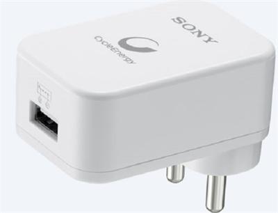 Sony AC x USB adaptér, výkon DC 5V a 2.1 A, bílá barva, 50 cm