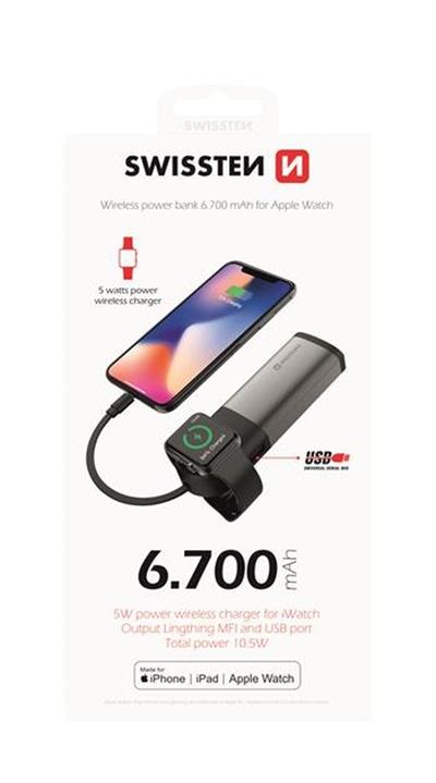 SWISSTEN 2in1 APPLE WATCH MFi POWER BANK 6700 mAh