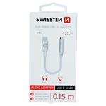 SWISSTEN AUDIO ADAPTÉR TEXTILE USB-C/JACK (samice) 0,15 M STRÍBRNÝ