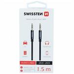 SWISSTEN AUDIO KABEL TEXTILE JACK - JACK 1,5 M ČERNÝ