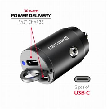 SWISSTEN CL ADAPTÉR POWER DELIVERY 2x USB-C 30W NANO ČERNÝ