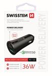 SWISSTEN CL ADAPTÉR POWER DELIVERY USB-C + QUICK CHARGE 3.0 36W METAL ČERNÝ