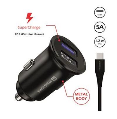 SWISSTEN CL ADAPTÉR PRO HUAWEI SUPER CHARGE 22.5W + KABEL HUAWEI SUPER CHARGE 5A 1,2 M BLACK