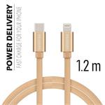 SWISSTEN DATA CABLE USB-C / LIGHTNING TEXTILE 1,2M GOLD