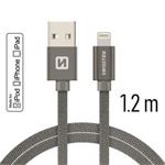 SWISSTEN DATA CABLE USB / LIGHTNING MFi TEXTILE 1,2M GREY