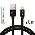 SWISSTEN DATA CABLE USB / LIGHTNING MFi TEXTILE 2,0M BLACK