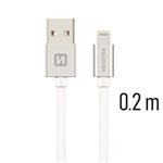 SWISSTEN DATA CABLE USB / LIGHTNING TEXTILE 0,2M SILVER