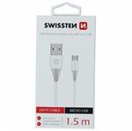 SWISSTEN DATA CABLE USB / MICRO USB 1,5 M BÍLÝ (6,5mm)