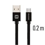 SWISSTEN DATA CABLE USB / MICRO USB TEXTILE 0,2M BLACK