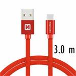 SWISSTEN DATA CABLE USB / USB-C TEXTILE 3,0M RED