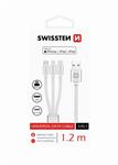 SWISSTEN DATOVÝ KABEL TEXTILE 3in1 MFi 1,2 M BÍLÝ