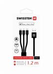 SWISSTEN DATOVÝ KABEL TEXTILE 3in1 MFi 1,2 M ČERNÝ