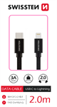 SWISSTEN DATOVÝ KABEL TEXTILE USB-C / LIGHTNING 2,0 M ČERNÝ