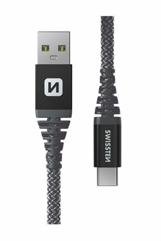 Swissten KEVLAR Datový a napájecí kabel USB-A/USB-C,1.5m,antracit