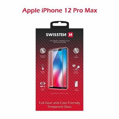 SWISSTEN OCHRANNÉ SKLO CASE FRIENDLY APPLE IPHONE 12 Pro Max ČERNÉ