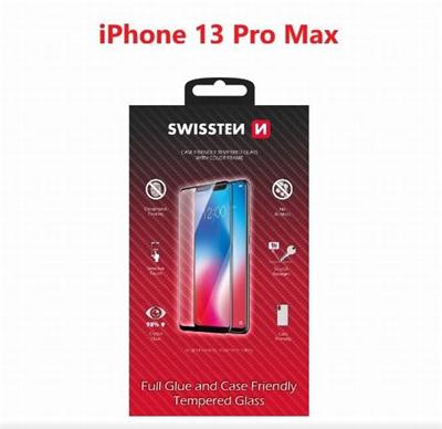 SWISSTEN OCHRANNÉ SKLO CASE FRIENDLY APPLE IPHONE 13 Pro Max ČERNÉ