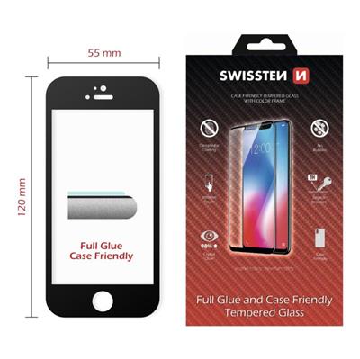 SWISSTEN OCHRANNÉ SKLO CASE FRIENDLY APPLE IPHONE 5/SE CERNÉ