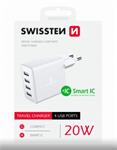 SWISSTEN SÍŤOVÝ ADAPTÉR 4x USB 4A 20W BÍLÝ