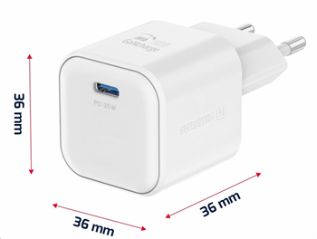 Swissten Síťový adaptér GaN 35W,USB-C,bílý