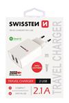 SWISSTEN SÍŤOVÝ ADAPTÉR SMART IC, CE 2x USB 2,1 A POWER BÍLÝ + DATOVÝ KABEL SWISSTEN USB / LIGHTNING 1,2 M BÍLÝ