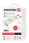 SWISSTEN SÍŤOVÝ ADAPTÉR SMART IC, CE 2x USB 2,1 A POWER BÍLÝ + DATOVÝ KABEL SWISSTEN USB / LIGHTNING 1,2 M BÍLÝ